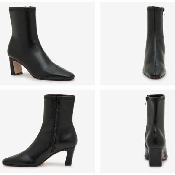 NWOB Womens Steve Madden Willah Black Faux Leather Ankle Zip Heeled Booties 7 - Picture 2 of 14